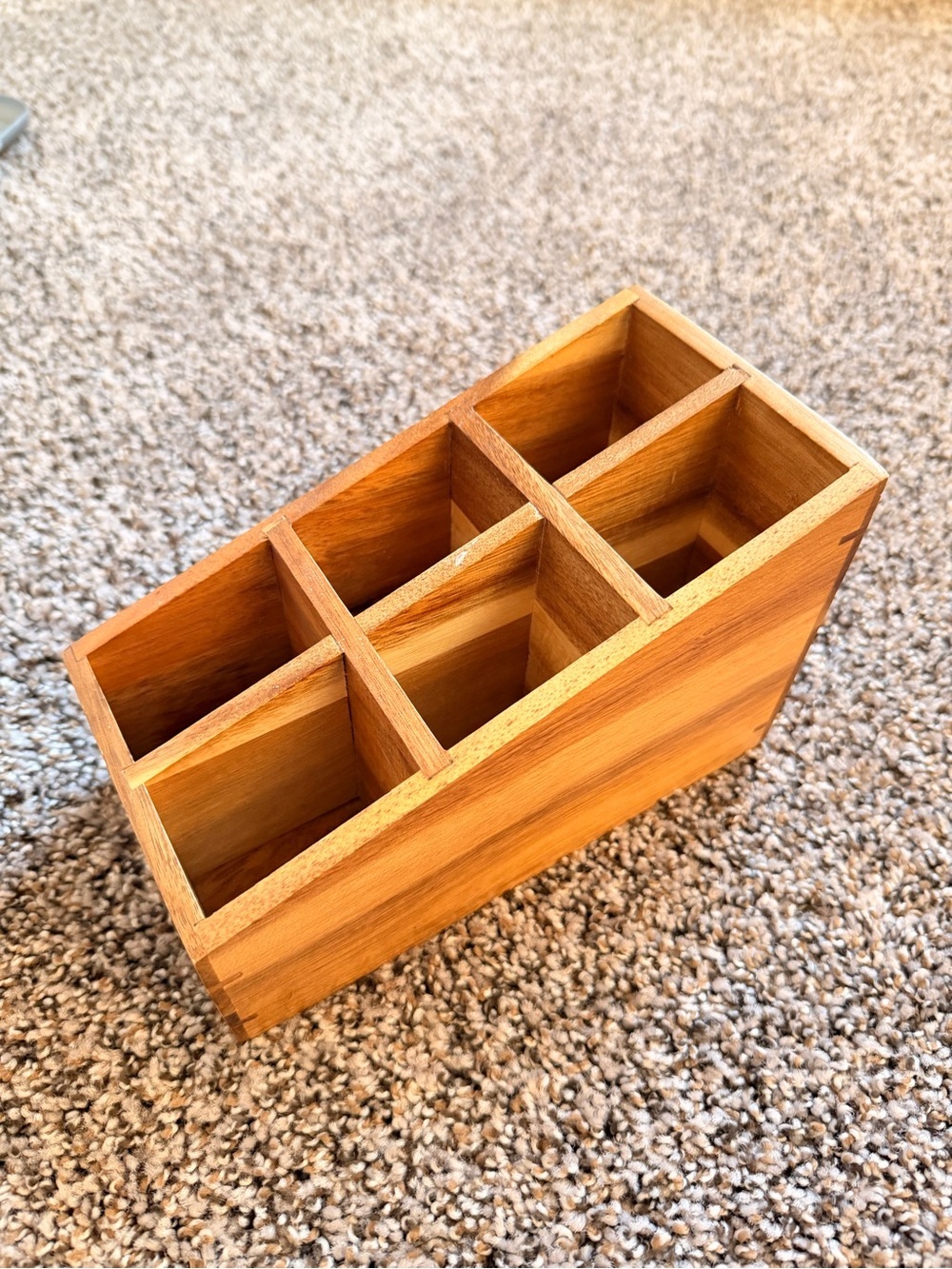 Wooden 6-Compartment Organizer - Natural Wood